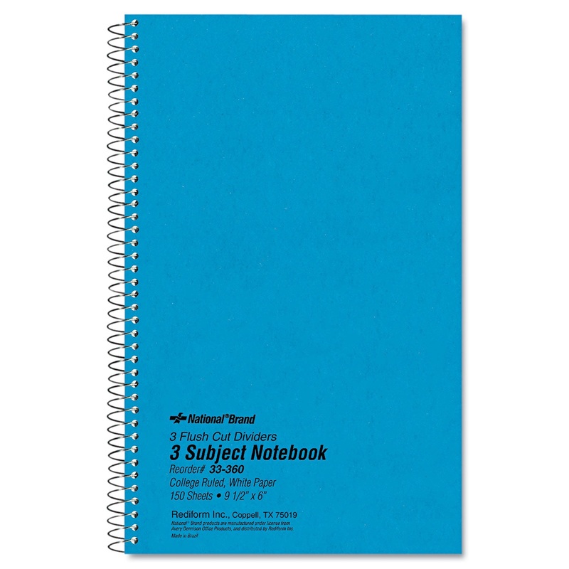 THREE-SUBJECT WIREBOUND NOTEBOOKS, 3 SUBJECTS, MEDIUM/COLLEGE RULE, BLUE COVER, 9.5 X 6, 150 SHEETS