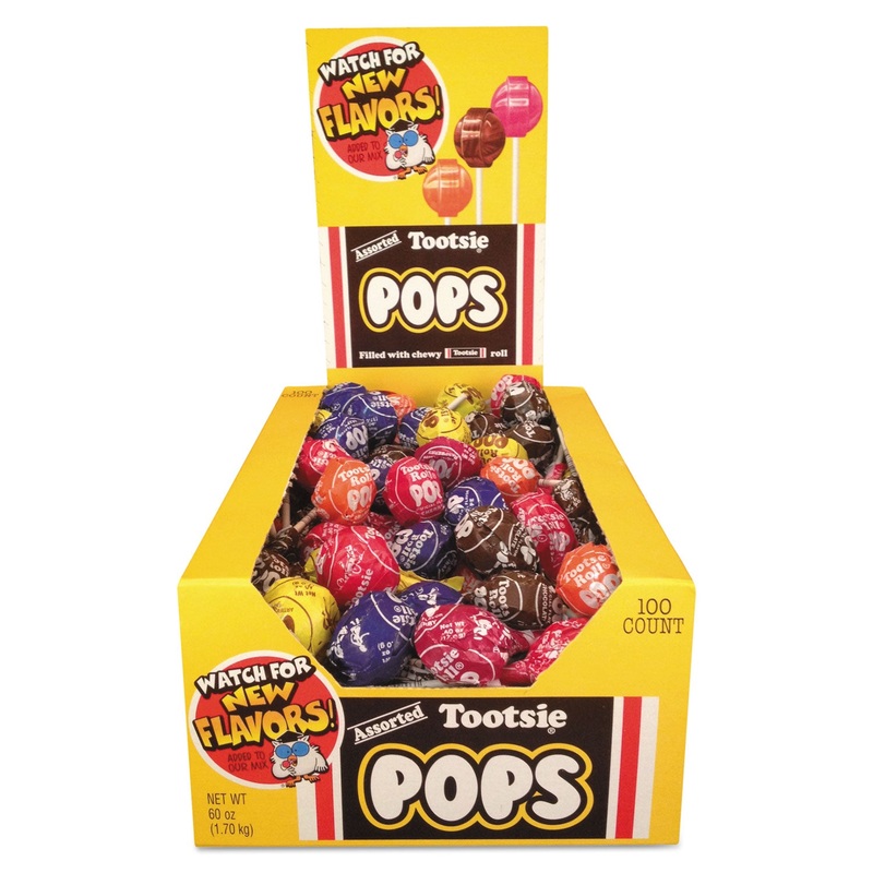 Tootsie Pops, 0.76 Oz, Assorted Flavors, 100/box