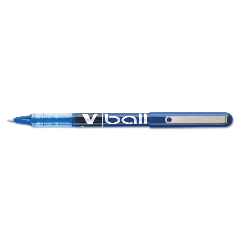 VBALL LIQUID INK STICK ROLLER BALL PEN, 0.5MM, BLUE INK/BARREL, DOZEN