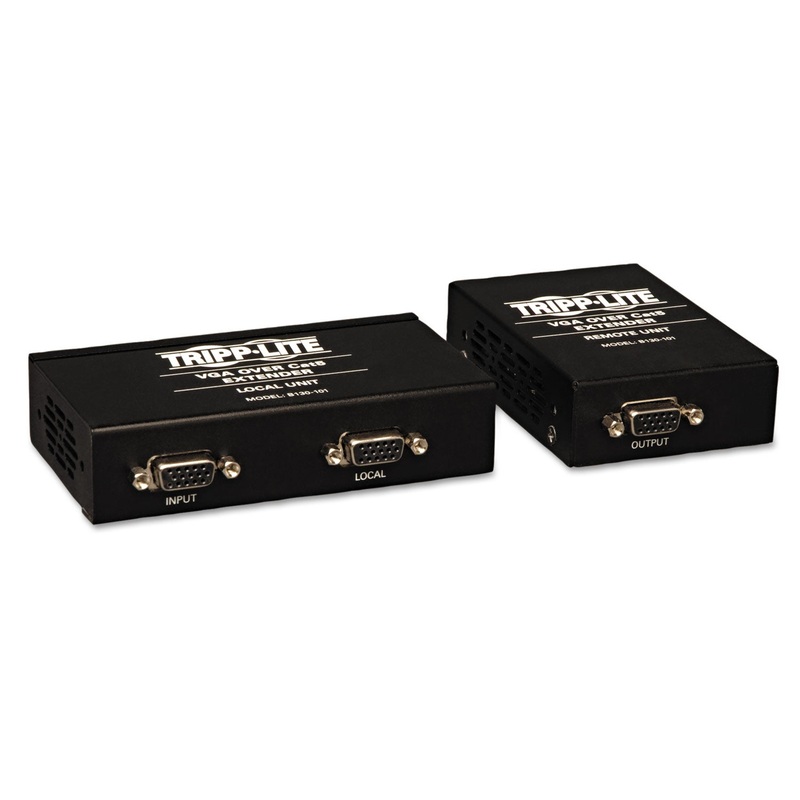 VGA OVER CAT5/CAT6 EXTENDER KIT, BOX-STYLE TRANSMITTER/RECEIVER, UP TO 1000 FT.