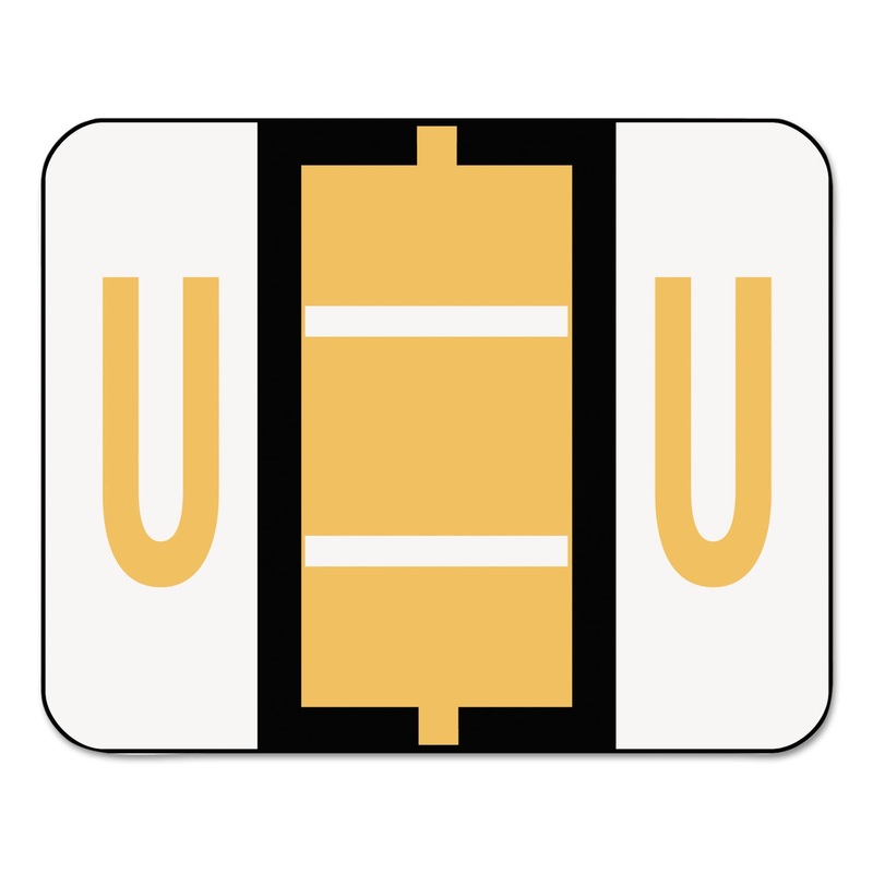 A-Z COLOR-CODED END TAB FILING LABELS, U, 1 X 1.25, WHITE, 500/ROLL