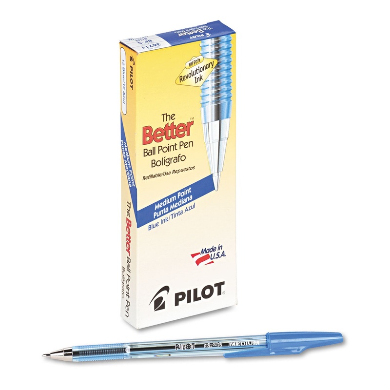 BETTER STICK BALLPOINT PEN, MEDIUM 1MM, BLUE INK, TRANSLUCENT BLUE BARREL, DOZEN