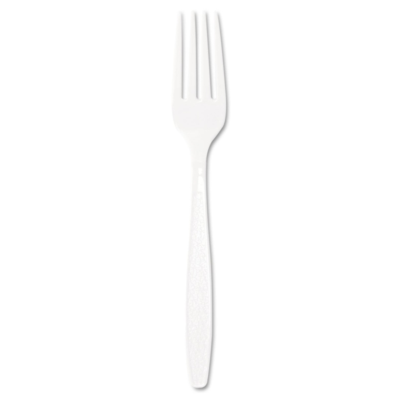 Guildware Heavyweight Plastic Forks, White, 100/box, 10 Boxes/carton