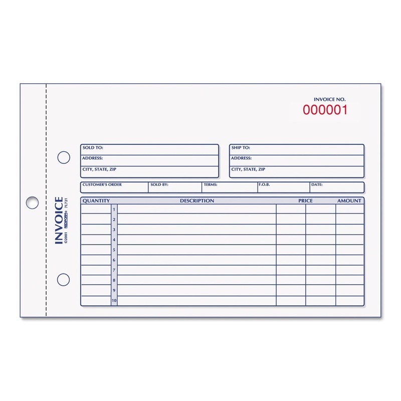 Invoice Book, 5 1/2 X 7 7/8, Carbonless Duplicate, 50 Sets/book