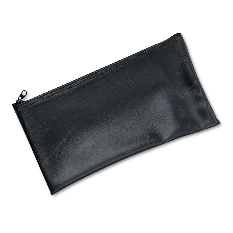 Leatherette Zippered Wallet, Leather-Like Vinyl, 11w X 6h, Black