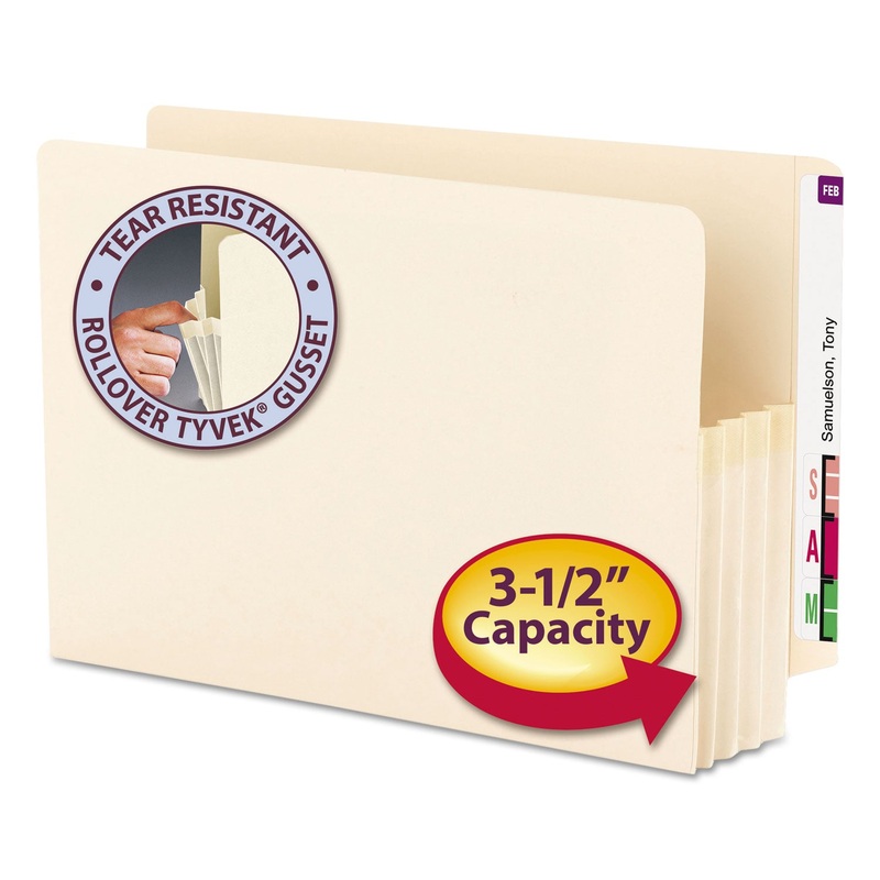 MANILA END TAB FILE POCKETS, 3.5″ EXPANSION, LEGAL SIZE, MANILA, 25/BOX