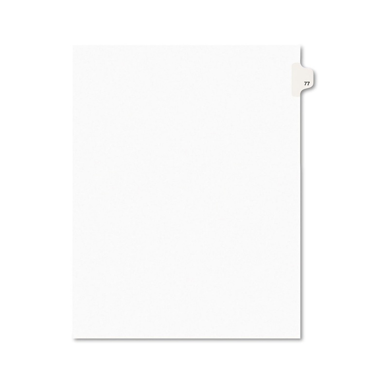 PREPRINTED LEGAL EXHIBIT SIDE TAB INDEX DIVIDERS, AVERY STYLE, 10-TAB, 77, 11 X 8.5, WHITE, 25/PACK
