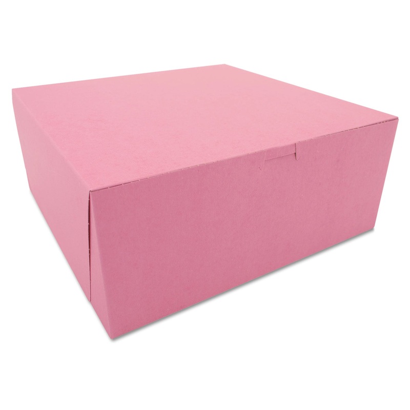 Tuck-Top Bakery Boxes, 12w X 12d X 5h, Pink, 100/carton