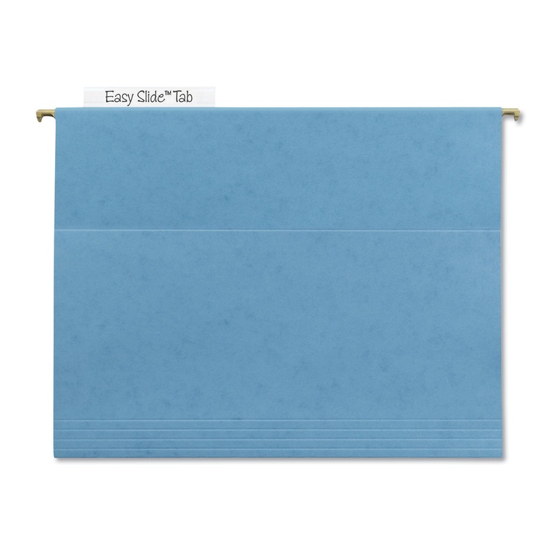 TUFF HANGING FOLDERS WITH EASY SLIDE TAB, LETTER SIZE, 1/3-CUT TAB, BLUE, 18/BOX