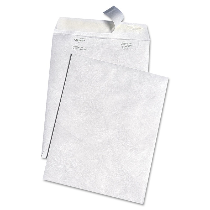 WHITE LEATHER ENVELOPES OF DUPONT TYVEK, #13 1/2, CHEESE BLADE FLAP, SELF-ADHESIVE CLOSURE, 10 X 13, WHITE, 100/BOX