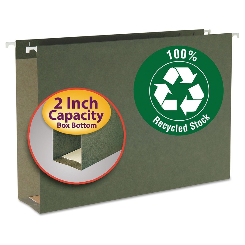BOX BOTTOM HANGING FILE FOLDERS, LEGAL SIZE, STANDARD GREEN, 25/BOX