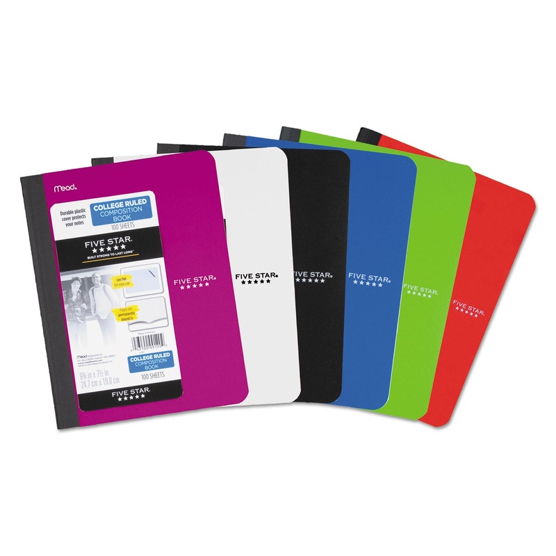 COMPOSITION BOOK, MEDIUM/COLLEGE RULE, ASSORTED COVER COLORS, 9.75 X 7.5, 100 SHEETS
