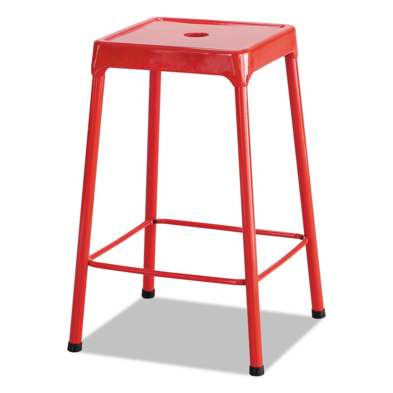 COUNTER-HEIGHT STEEL STOOL, 25″ SEAT HEIGHT, SUPPORTS UP TO 250 LBS., RED SEAT/RED BACK, RED BASE