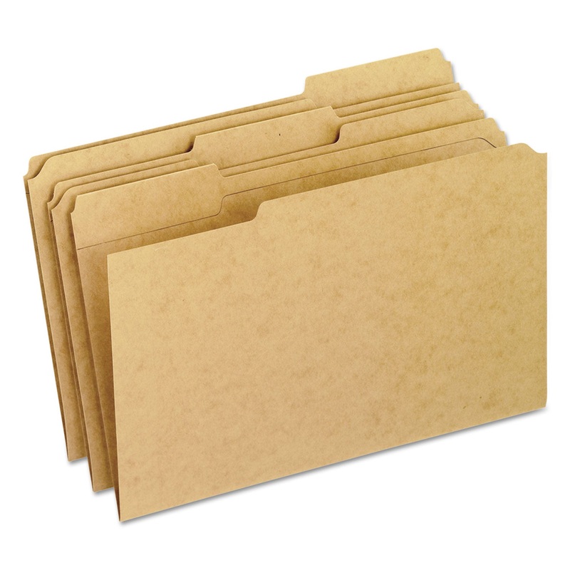 DARK KRAFT FILE FOLDERS WITH DOUBLE-PLY TOP, 1/3-CUT TABS, LEGAL SIZE, KRAFT, 100/BOX