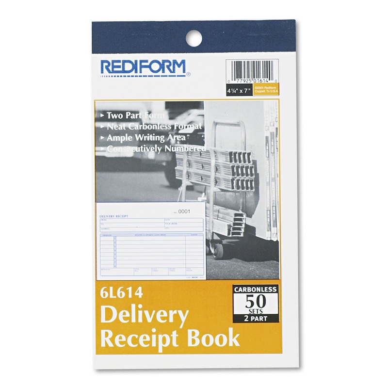 Delivery Receipt Book, 6 3/8 X 4 1/4, Two-Part Carbonless, 50 Sets/book