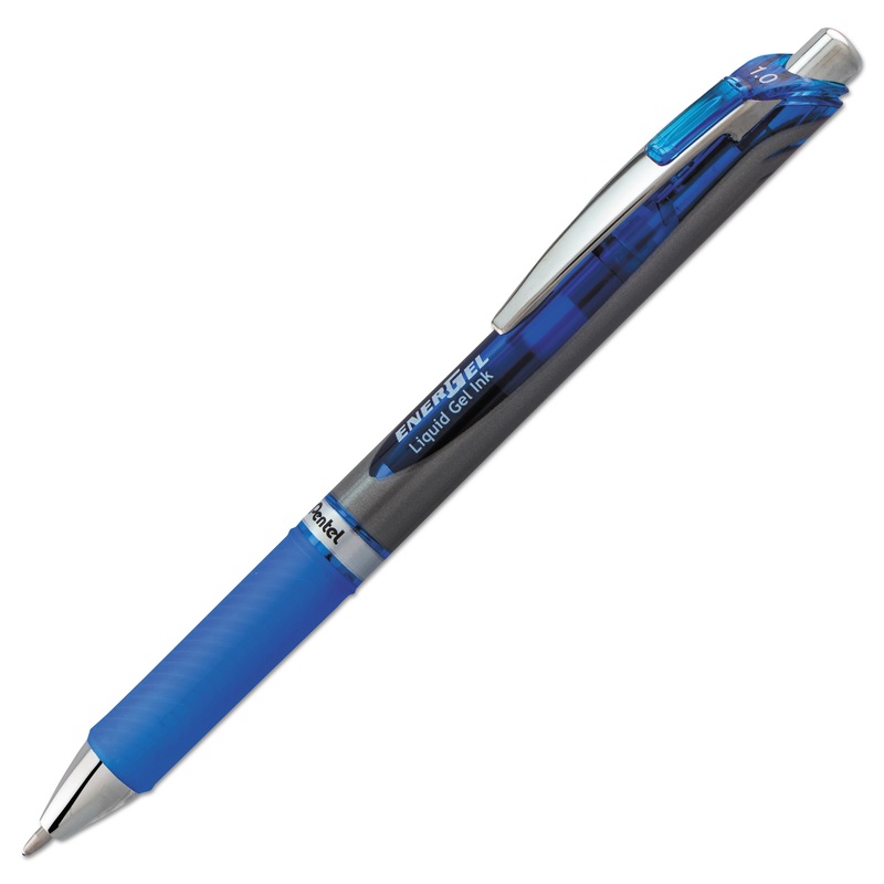 ENERGEL RTX RETRACTABLE GEL PEN, BOLD 1MM, BLUE INK, BLUE/GRAY BARREL