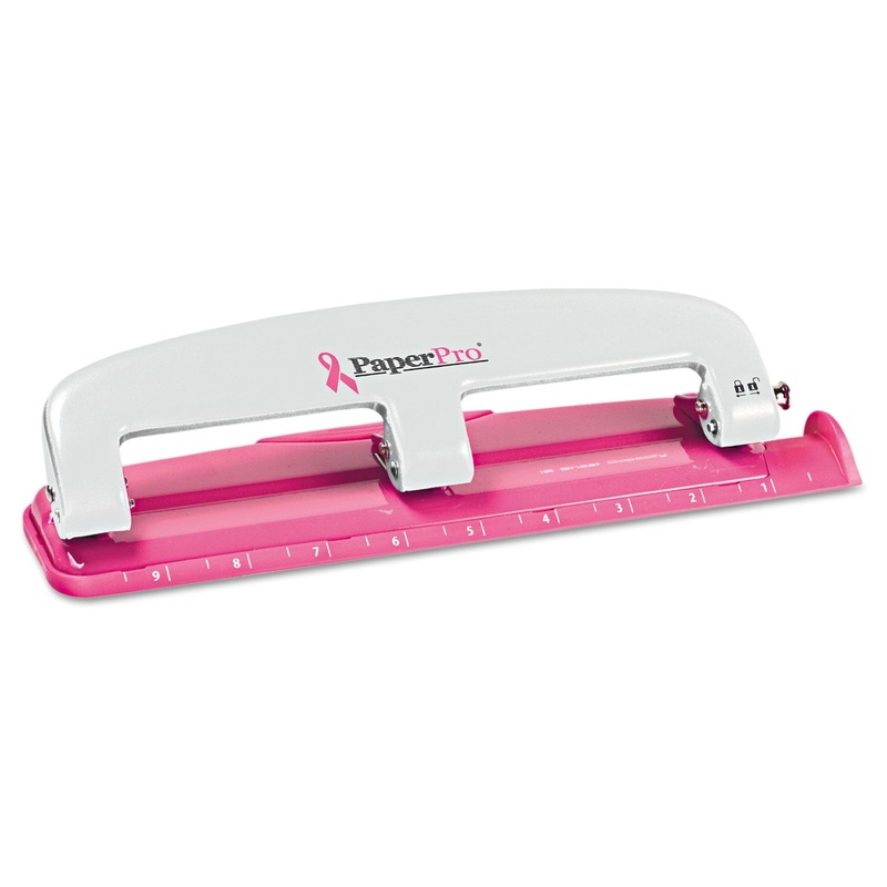 EZ SQUEEZE INCOURAGE THREE-HOLE PUNCH, 12-SHEET CAPACITY, PINK