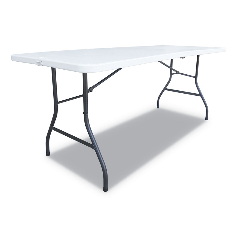 FOLD-IN-HALF RESIN FOLDING TABLE, 72W X 29 5/8D X 29 1/4H, WHITE