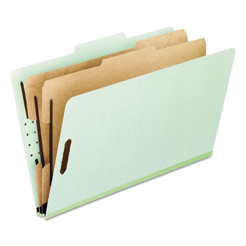 FOUR-, SIX-, AND EIGHT-SECTION PRESSBOARD CLASSIFICATION FOLDERS, 2 DIVIDERS, EMBEDDED FASTENERS, LETTER SIZE, GREEN, 10/BOX