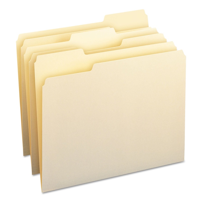 MANILA FILE FOLDERS, 1/3-CUT TABS, LETTER SIZE, 100/BOX