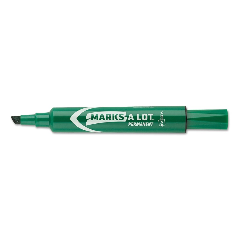MARKS A LOT REGULAR DESK-STYLE PERMANENT MARKER, BROAD CHISEL TIP, GREEN, DOZEN