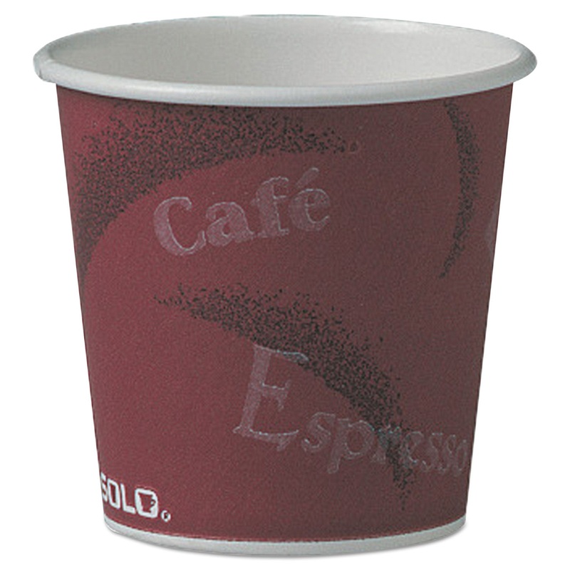 Polycoated Hot Paper Cups, 4 Oz, Bistro Design, 50/pack, 20 Pack/carton