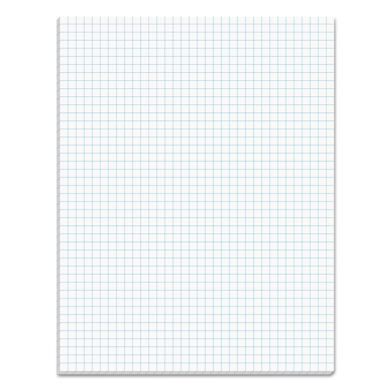QUADRILLE PADS, 4 SQ/IN QUADRILLE RULE, 8.5 X 11, WHITE, 50 SHEETS