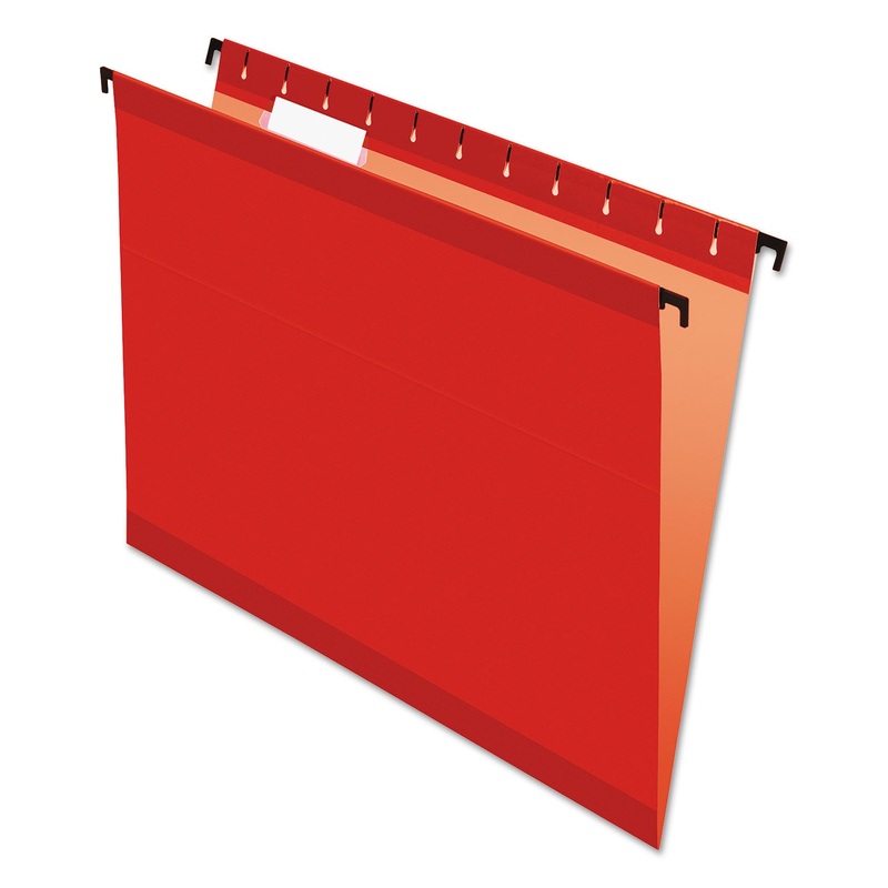 SUREHOOK HANGING FOLDERS, LETTER SIZE, 1/5-CUT TAB, RED, 20/BOX