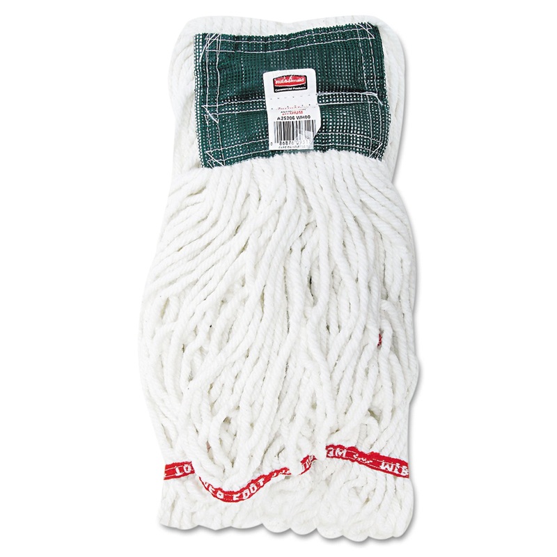 Web Foot Shrinkless Looped-End Wet Mop Head, Cotton/synthetic, Medium, White