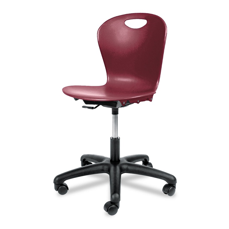 ADJUSTABLE HEIGHT TASK CHAIR, WINE SEAT/WINE BACK, BLACK BASE