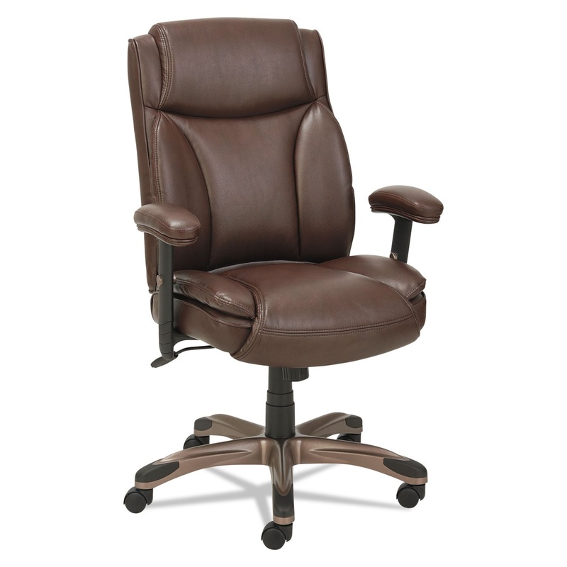 ALERA VEON SERIES LEATHER MID-BACK MANAGER’S CHAIR, SUPPORTS UP TO 275 LBS., BROWN SEAT/BROWN BACK, BRONZE BASE