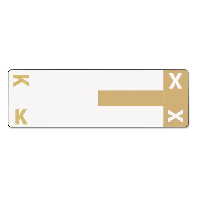 ALPHA-Z COLOR-CODED FIRST LETTER COMBO ALPHA LABELS, K/X, 1.16 X 3.63, LIGHT BROWN/WHITE, 5/SHEET, 20 SHEETS/PACK