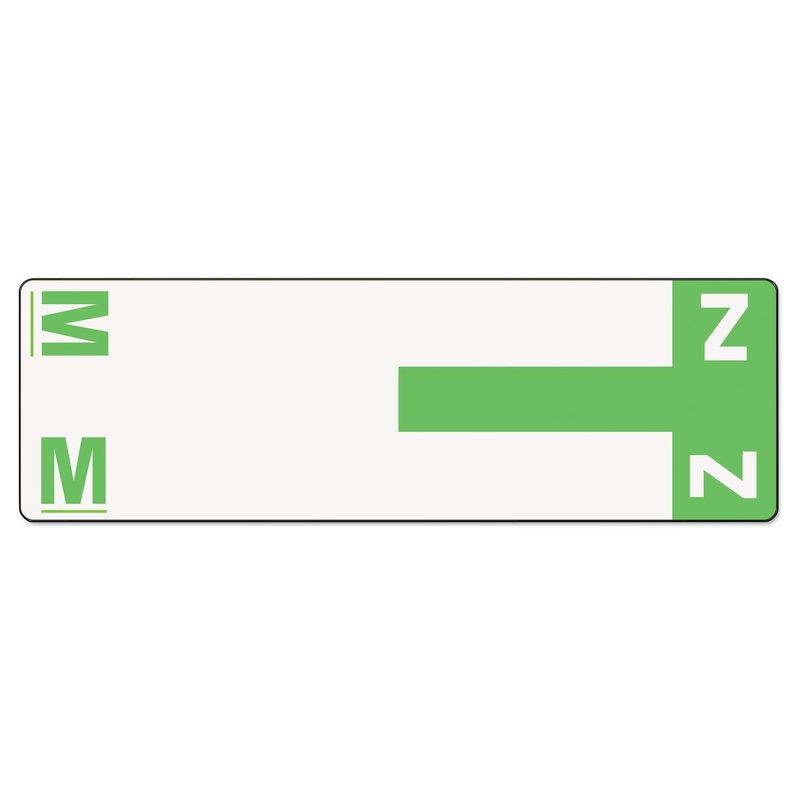 ALPHA-Z COLOR-CODED FIRST LETTER COMBO ALPHA LABELS, M/Z, 1.16 X 3.63, LIGHT GREEN/WHITE, 5/SHEET, 20 SHEETS/PACK
