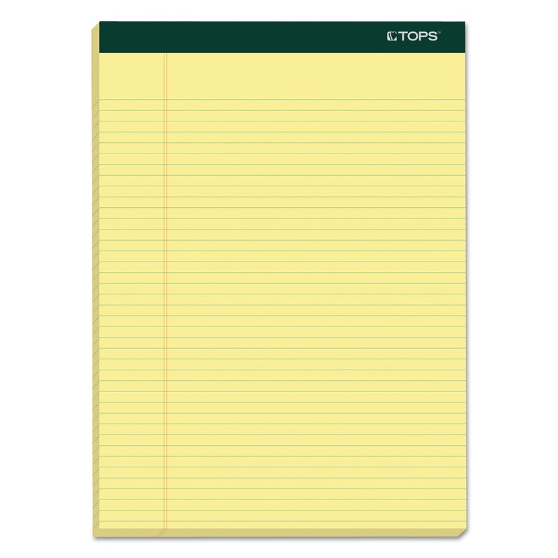DOUBLE DOCKET RULED PADS, NARROW RULE, 8.5 X 11.75, CANARY, 100 SHEETS, 6/PACK