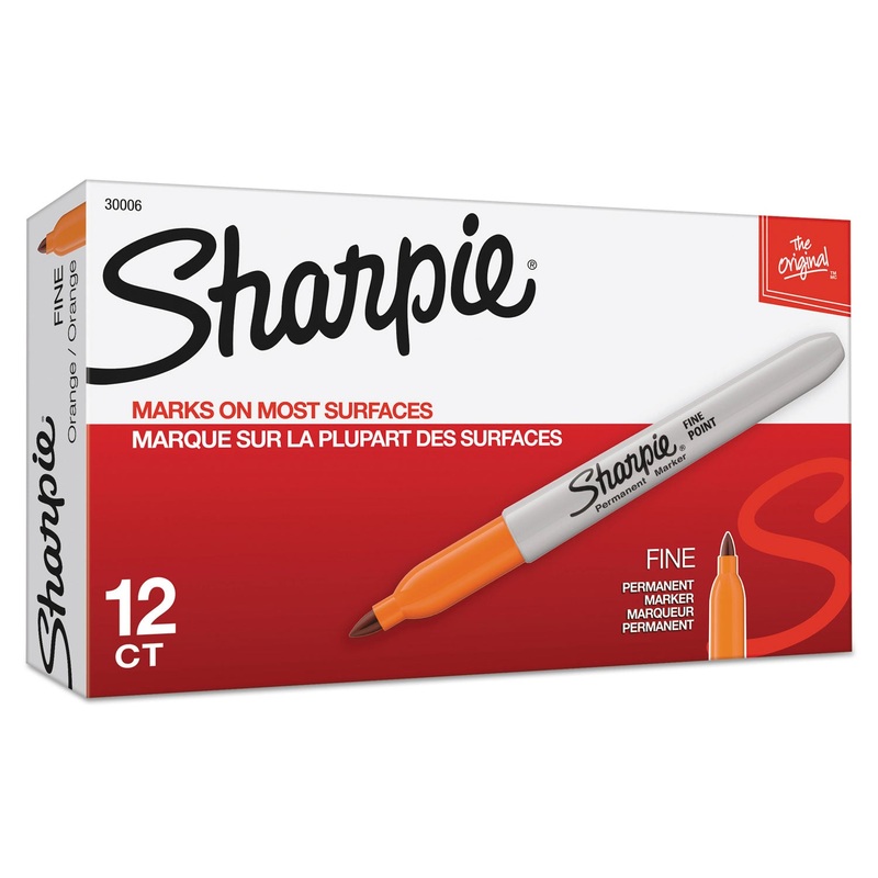 FINE TIP PERMANENT MARKER, ORANGE, DOZEN