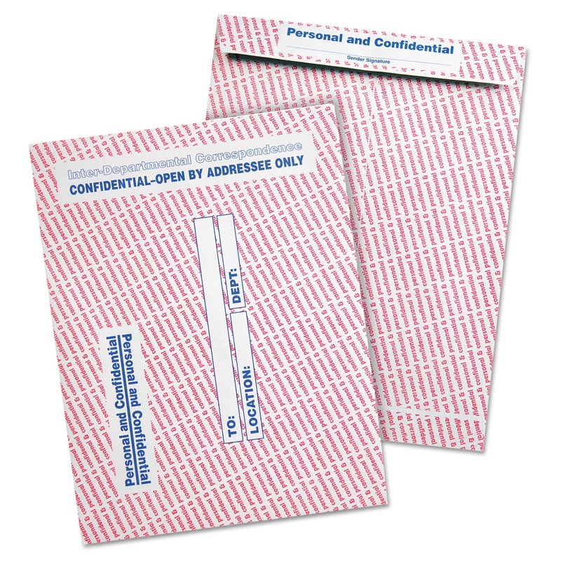 GRAY/RED PAPER GUMMED FLAP PERSONAL & CONFIDENTIAL INTEROFFICE ENVELOPE, #97, 10 X 13, GRAY/RED, 100/BOX