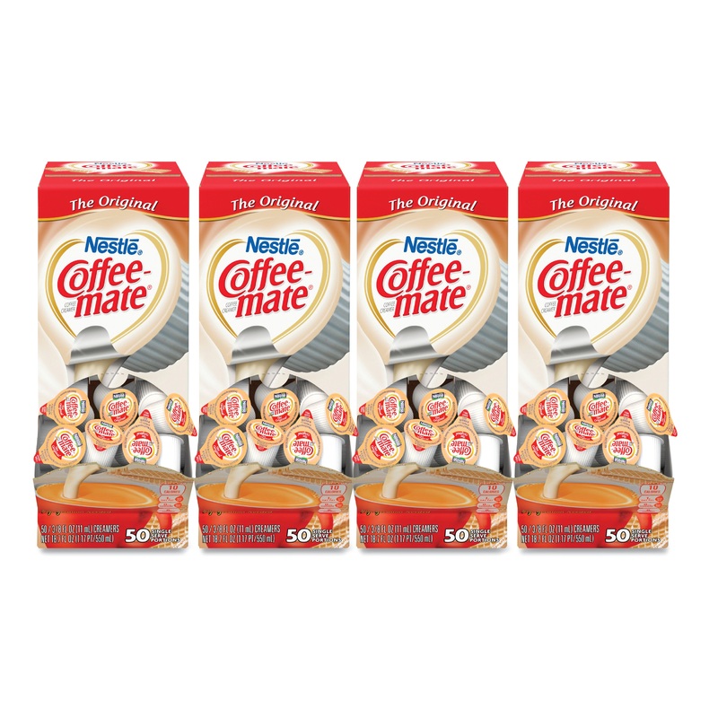 LIQUID COFFEE CREAMER, ORIGINAL, 0.38 OZ MINI CUPS, 50/BOX, 4 BOXES/CARTON, 200 TOTAL/CARTON