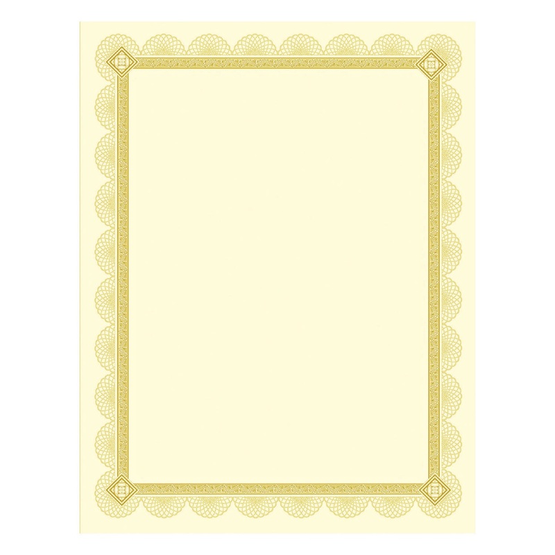 Premium Certificates, Ivory, Spiro Gold Foil Border, 66 Lb, 8.5 X 11, 15/pack