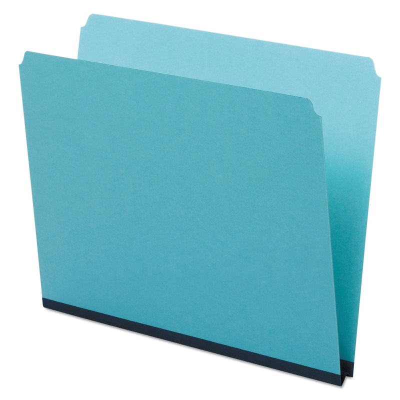 PRESSBOARD EXPANDING FILE FOLDERS, STRAIGHT TAB, LETTER SIZE, BLUE, 25/BOX
