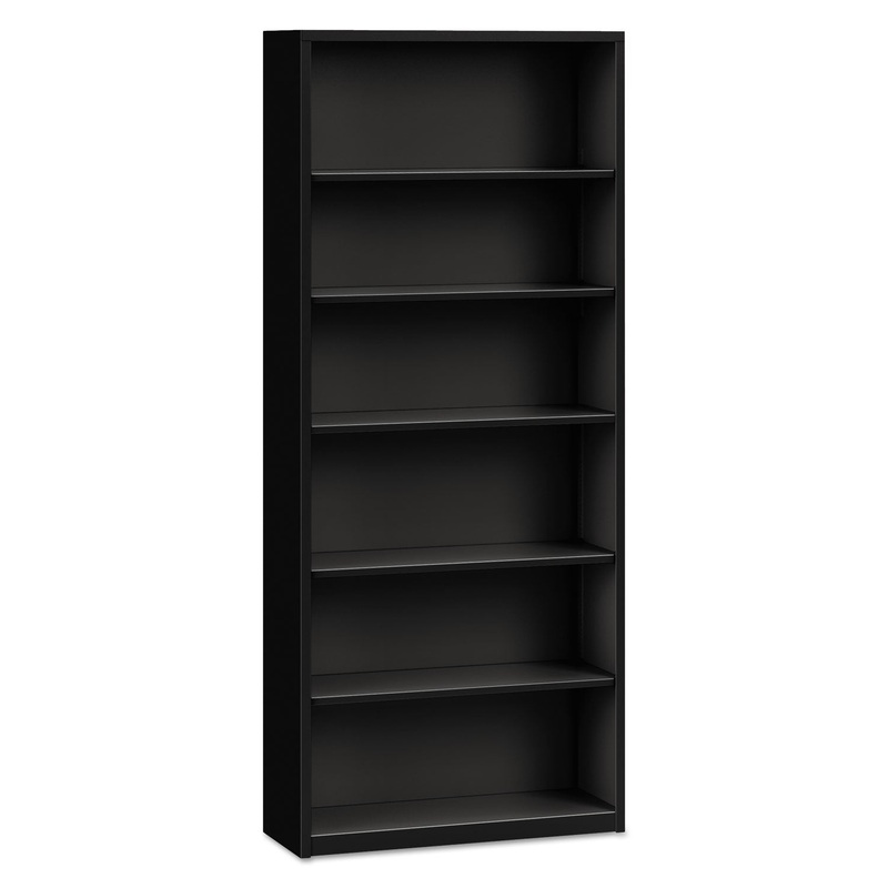 Steel Bookcase, 6-Shelf, 34.5″w X 12.63″d X 81.13″h, Black