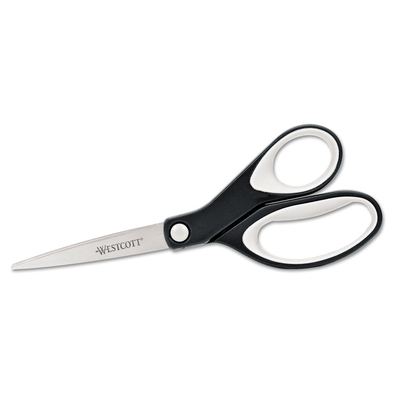 Straight Kleenearth Soft Handle Scissors, 8″ Long, Black/gray