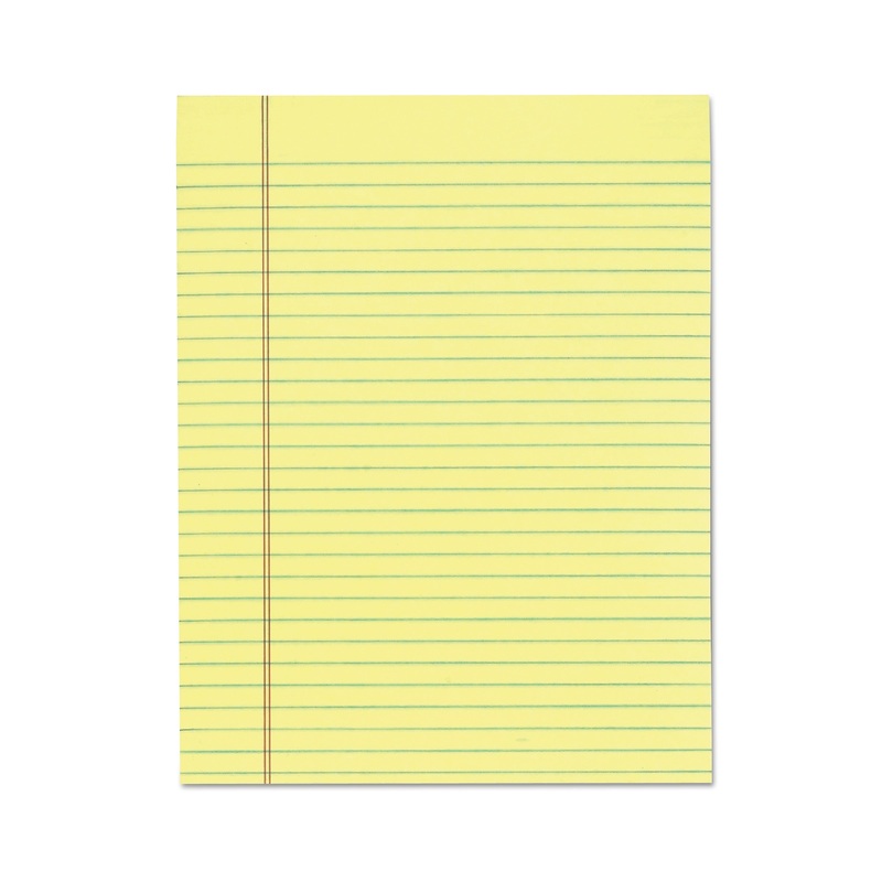 “THE LEGAL PAD” GLUE TOP PADS, WIDE/LEGAL RULE, 8.5 X 11, CANARY, 50 SHEETS, 12/PACK