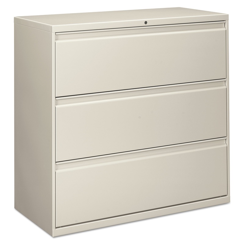 THREE-DRAWER LATERAL FILE CABINET, 42W X 18D X 39.5H, LIGHT GRAY