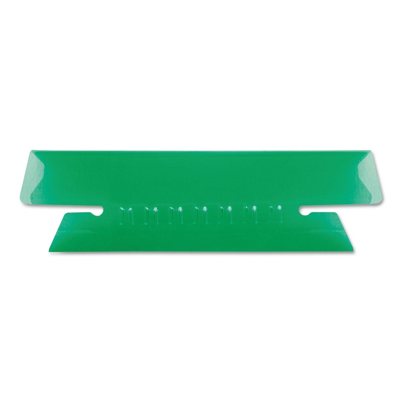 TRANSPARENT COLORED TABS FOR HANGING FILE FOLDERS, 1/3-CUT TABS, GREEN, 3.5″ WIDE, 25/PACK