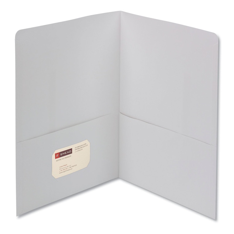 Two-Pocket Folder, Textured Paper, White, 25/box