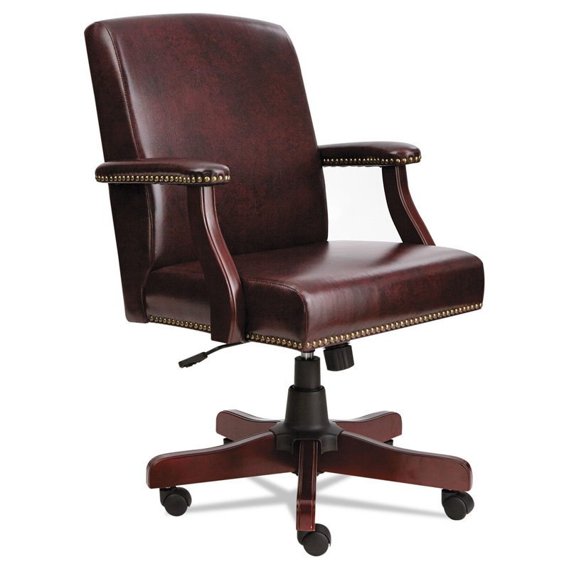ALERA TRADITIONAL SERIES MID-BACK CHAIR, SUPPORTS UP TO 275 LBS., OXBLOOD BURGUNDY SEAT/OXBLOOD BURGUNDY BACK, MAHOGANY BASE