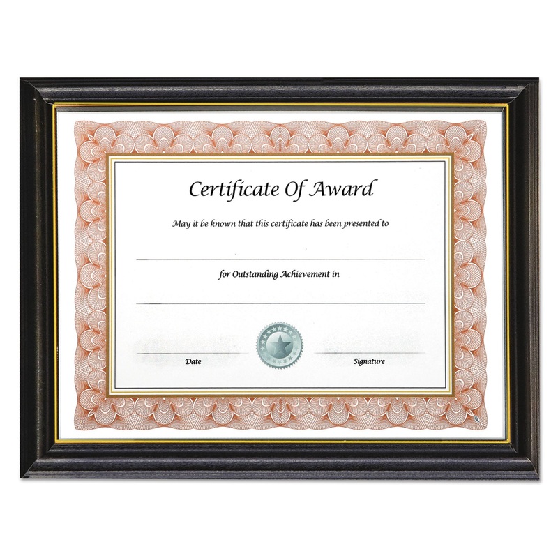 Deluxe Wood Document Frame, Plastic Face, 8-1/2 X 11, Black