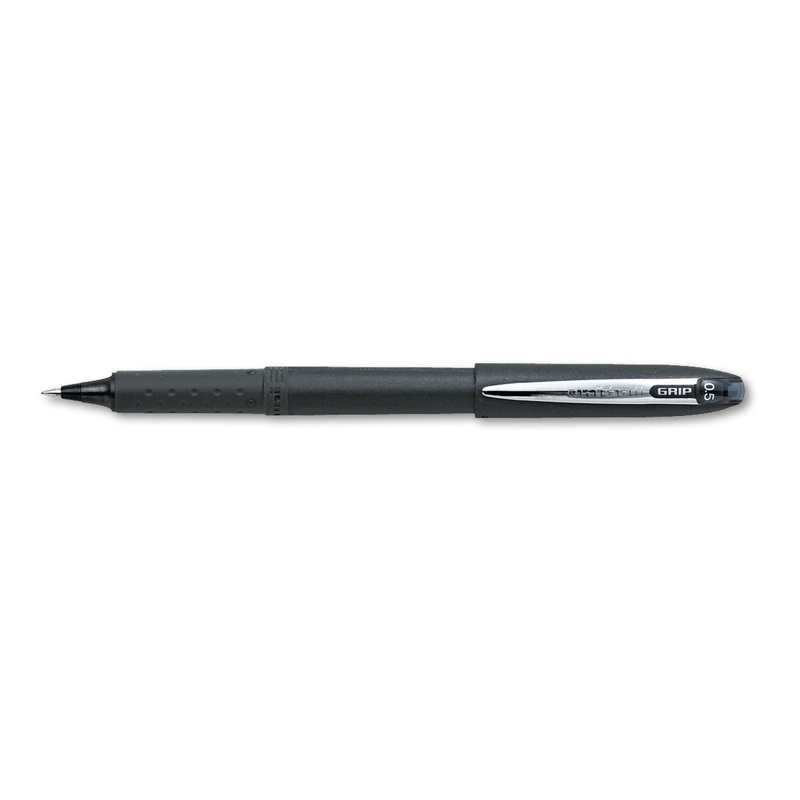 GRIP STICK ROLLER BALL PEN, MICRO 0.5MM, BLACK INK/BARREL, DOZEN