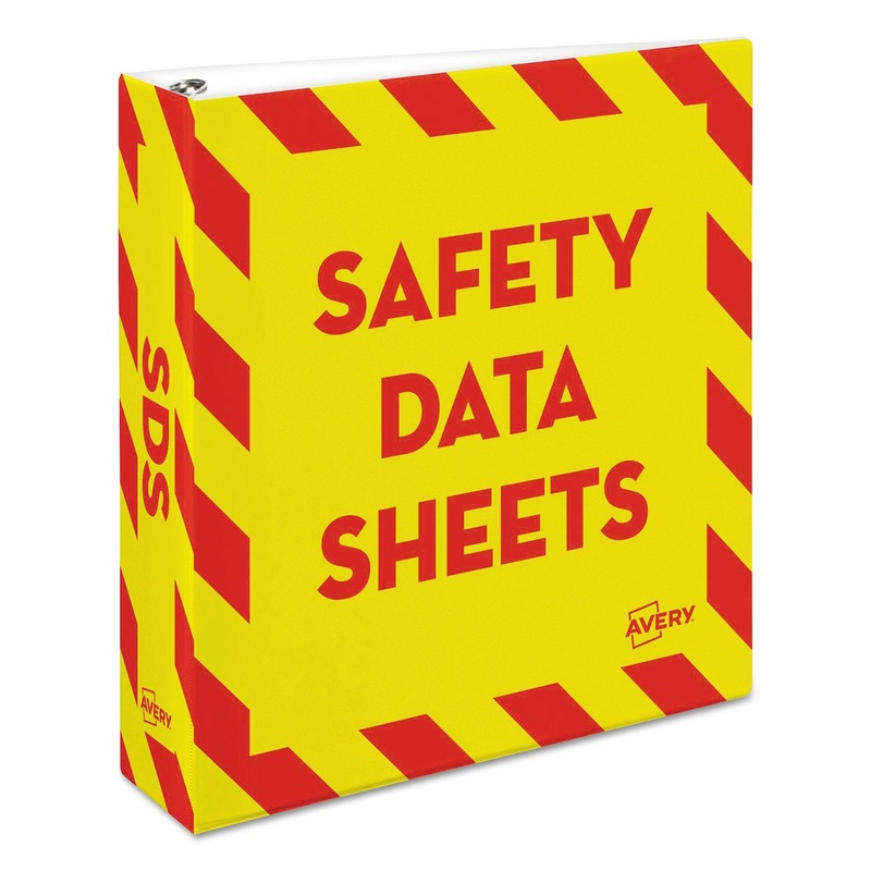 HEAVY-DUTY PREPRINTED SAFETY DATA SHEET BINDER, 3 RINGS, 2″ CAPACITY, 11 X 8.5, YELLOW/RED