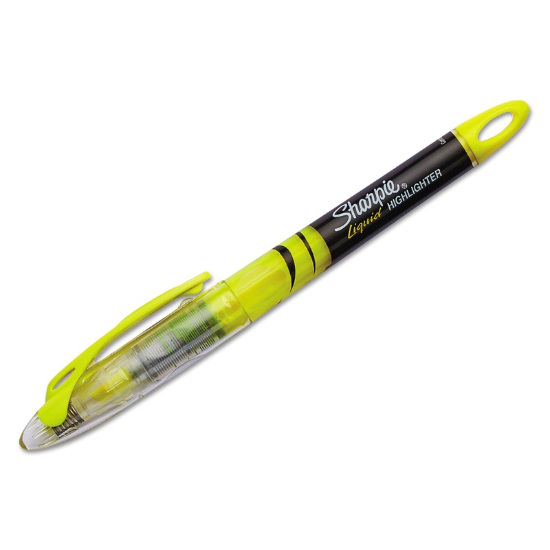 LIQUID PEN STYLE HIGHLIGHTERS, CHISEL TIP, FLUORESCENT YELLOW, DOZEN